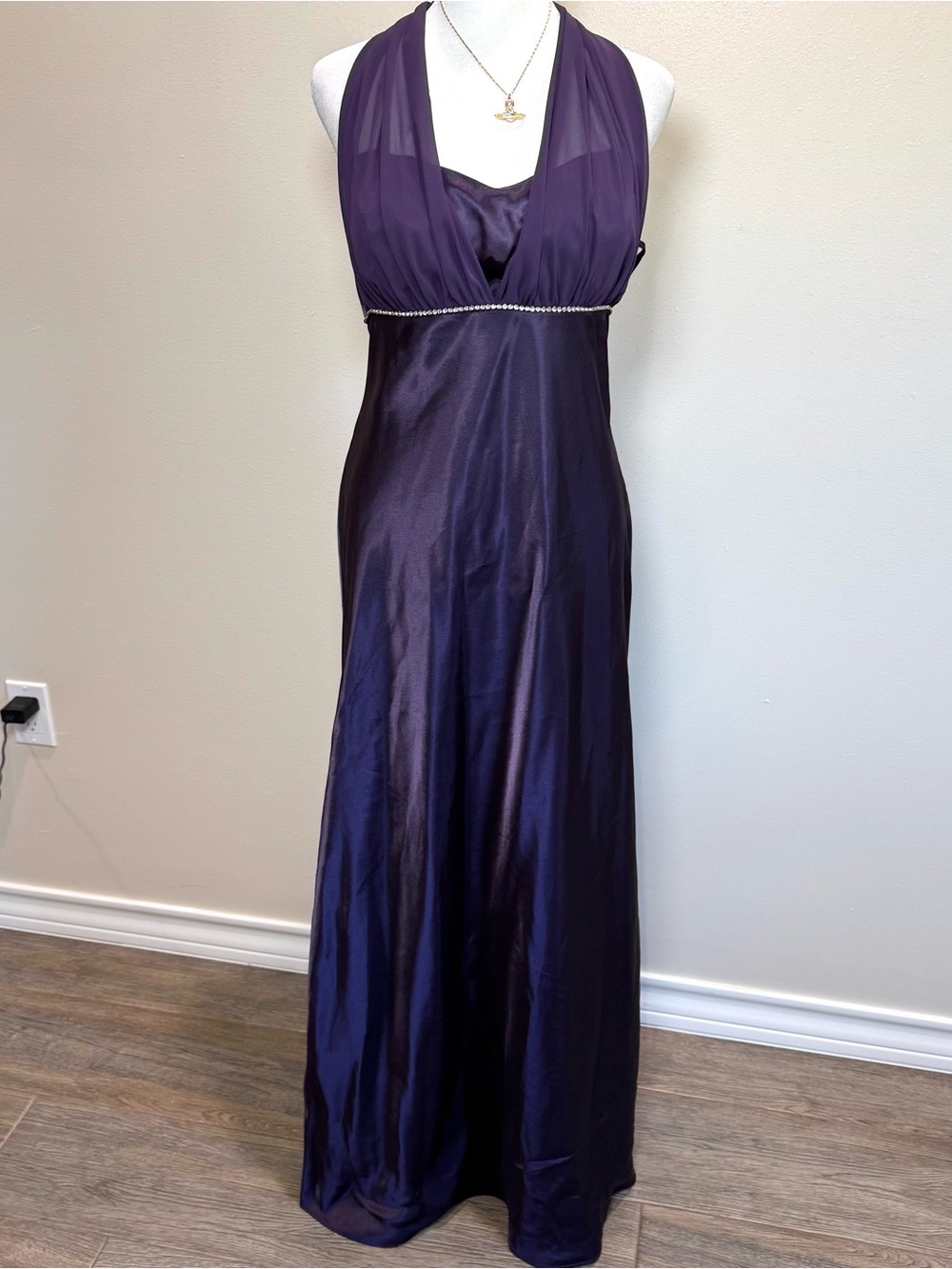 Camille La Vie Deep Purple Satin Formal Evening Womens 16 2000s Whimsigoth Dress